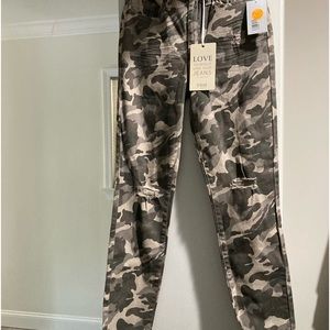 YMI Camo Jeans. High Rise Ankle. Size 5/27. Distressing in knees.